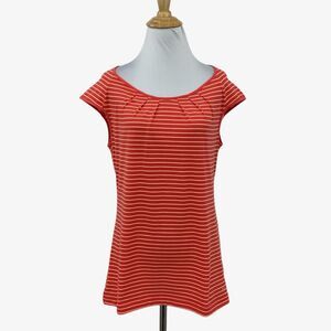 Columbia Shirt Womens M Medium Pink Pleated Boat Neck Omni Wick Cap Sleeve Tee